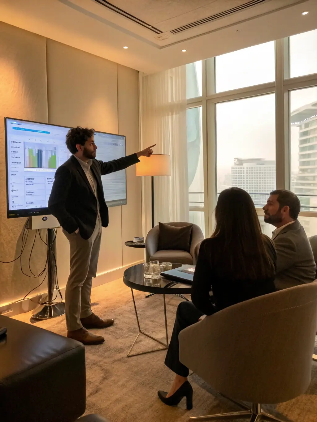 An image depicting a DigiOnez consultant presenting strategic recommendations to a client, emphasizing data-driven insights and process optimization.